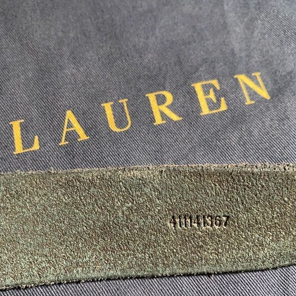 Ralph Lauren * Made in Italy Steer Head Black Distressed Calf Leather Belt - Picture 9 of 15